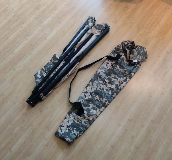 Skladacia NATO, veľká vojenská kempingová posteľ 206x72 s matracom a poťahom, kreslená