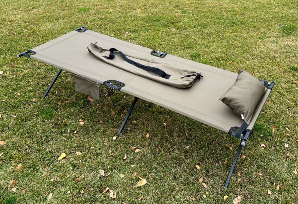 Skladací NATO 206x72 s vankúšom, odvodený, zväčšený, s vreckom, olivový, váha 11,5 kg